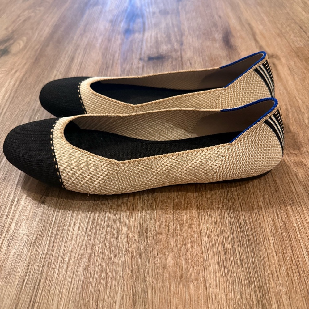 Rothy's The Square in Tuxedo Cap Toe Knit Flats Women's 8.5 Minimalist Preppy - Picture 4 of 7